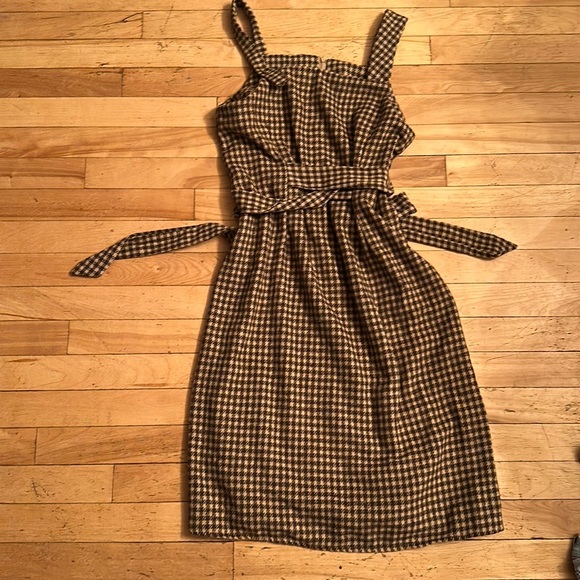 Size large, checkered brown and cream, wool dress - Picture 1 of 1